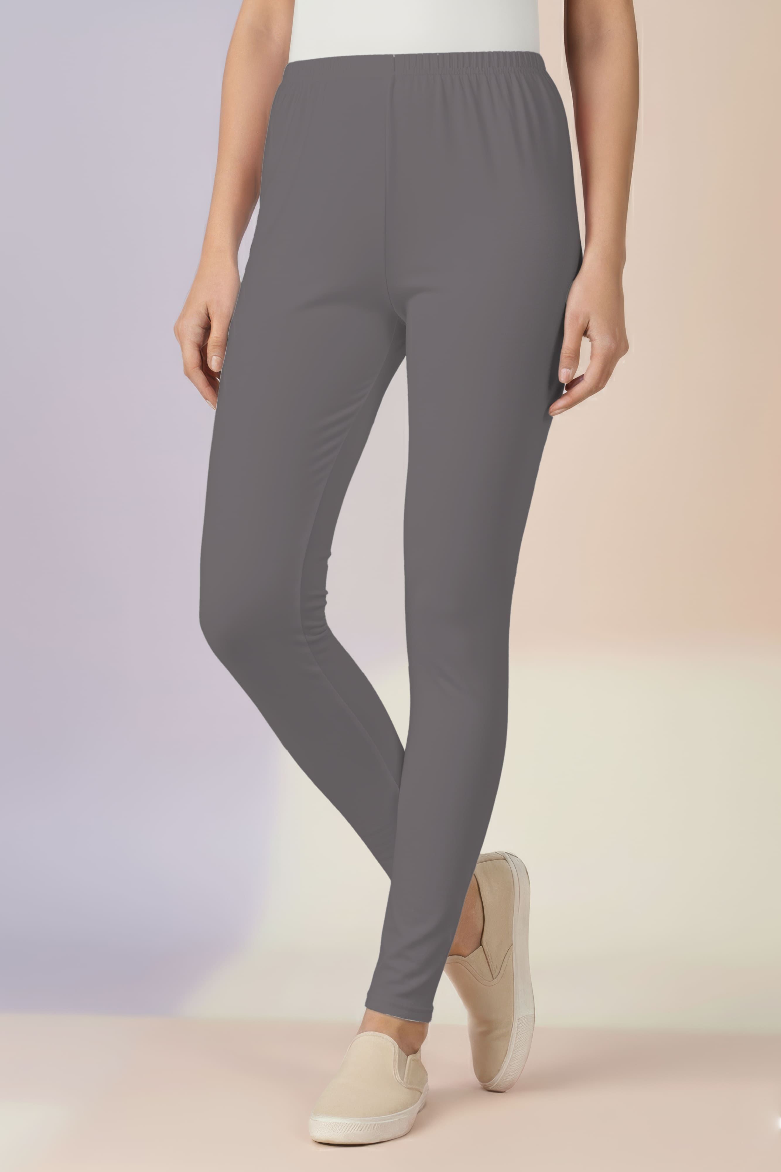 Metallic Grey Ankle Leggings