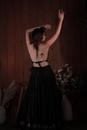 Black Golden Block Print 20Mtr Skirt