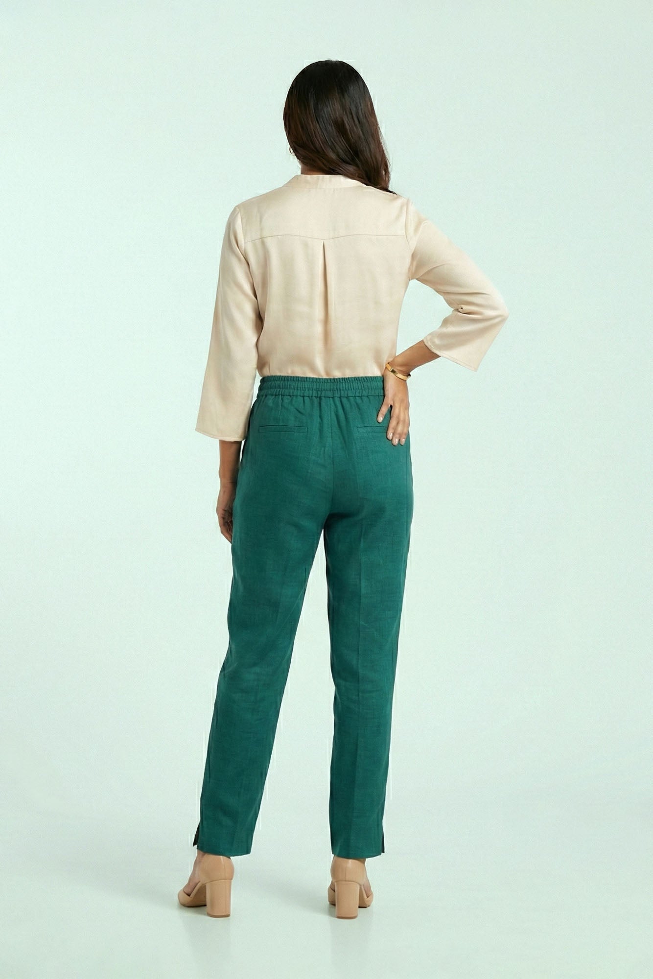 Peacock Green Linen Pant