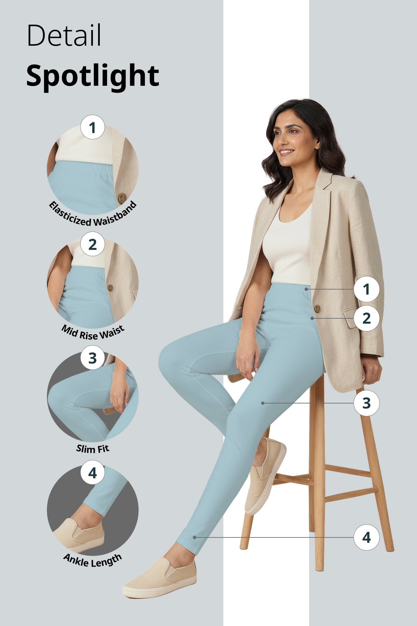 Blue Glow Ankle Length Leggings