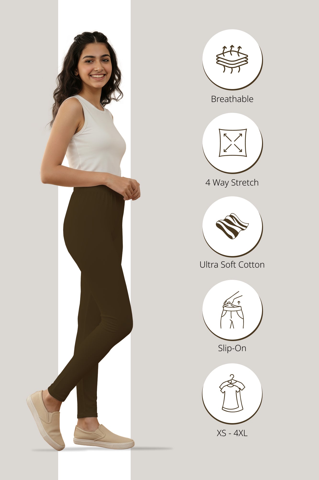 Brown Ankle Length Leggings