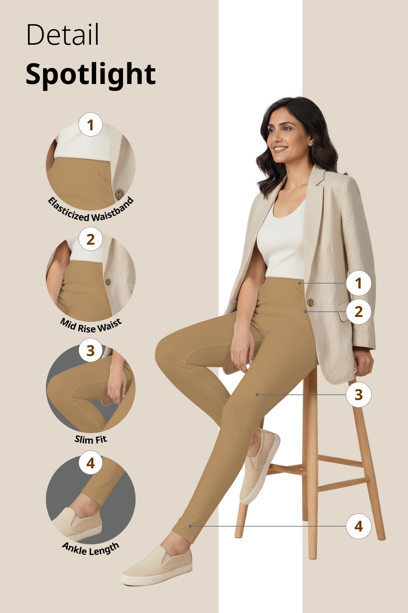 Camel Ankle Length Leggings
