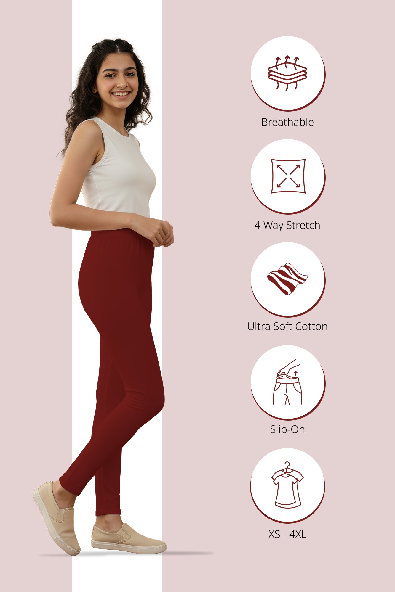 Clay Red Ankle Length Leggings