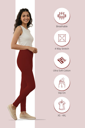 Clay Red Ankle Length Leggings