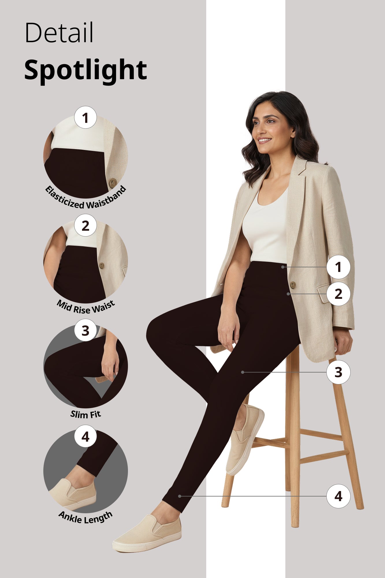 Coffee Ankle Length Leggings