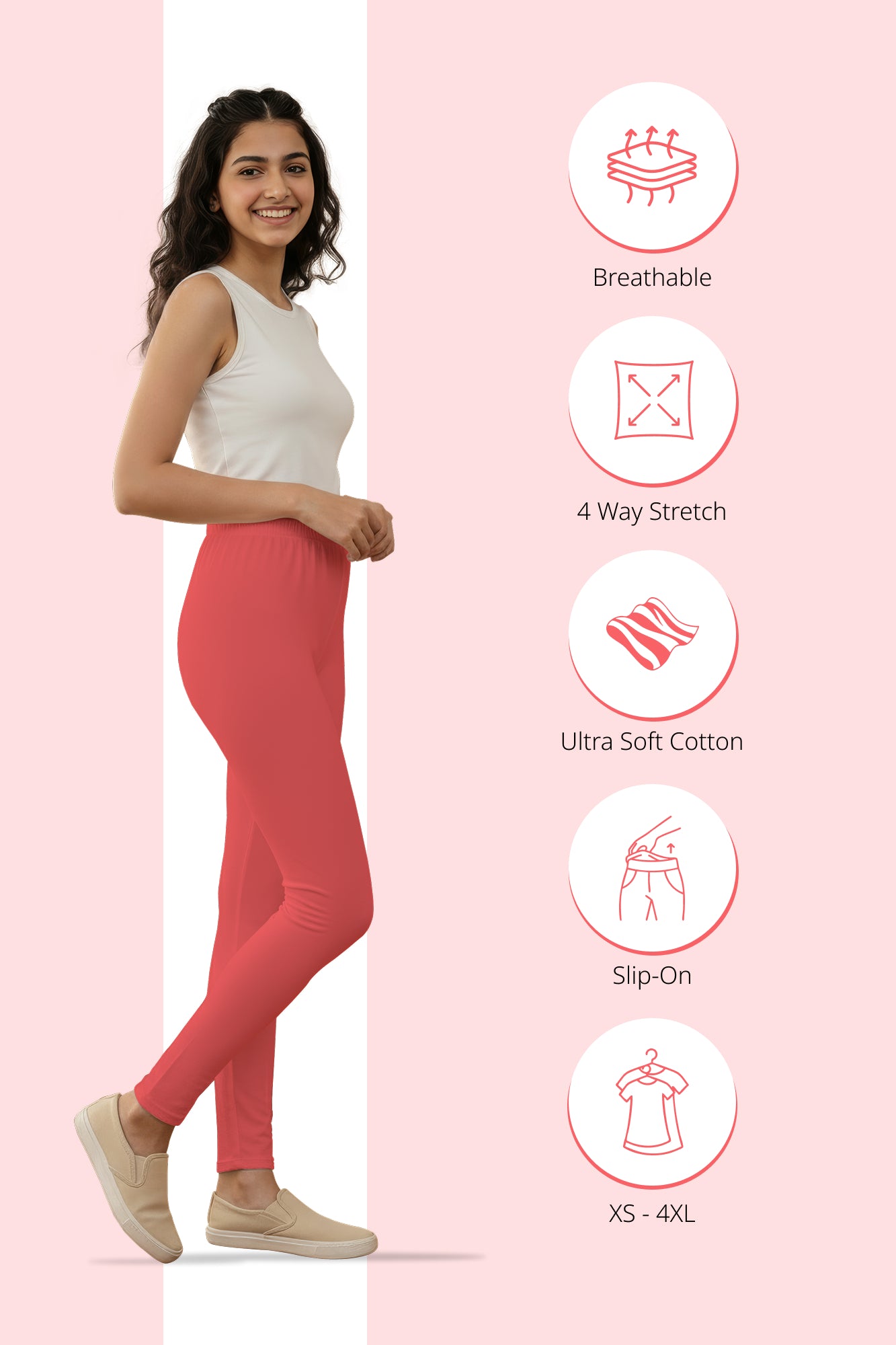 Coral Ankle Length Leggings