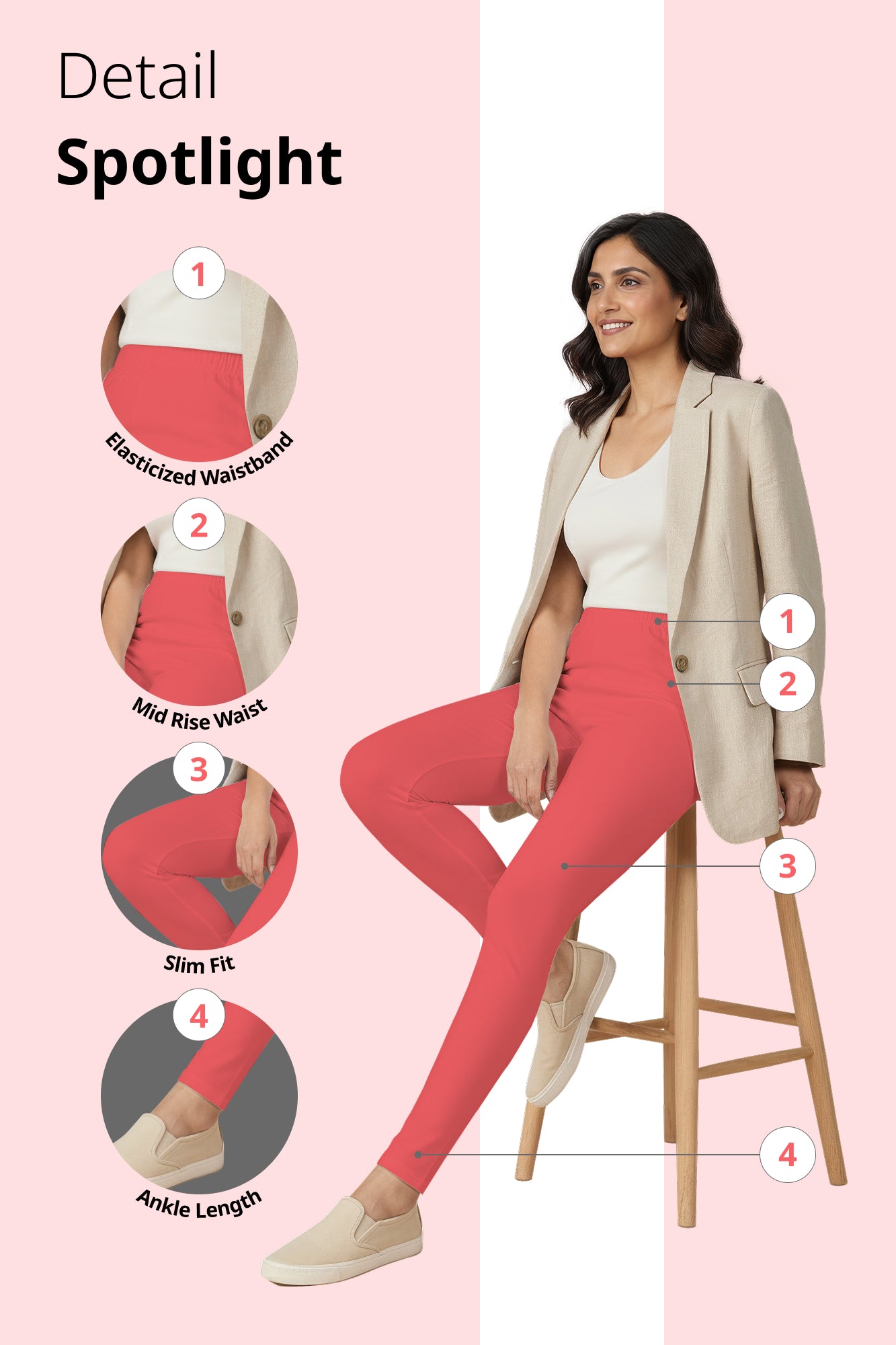Coral Ankle Length Leggings