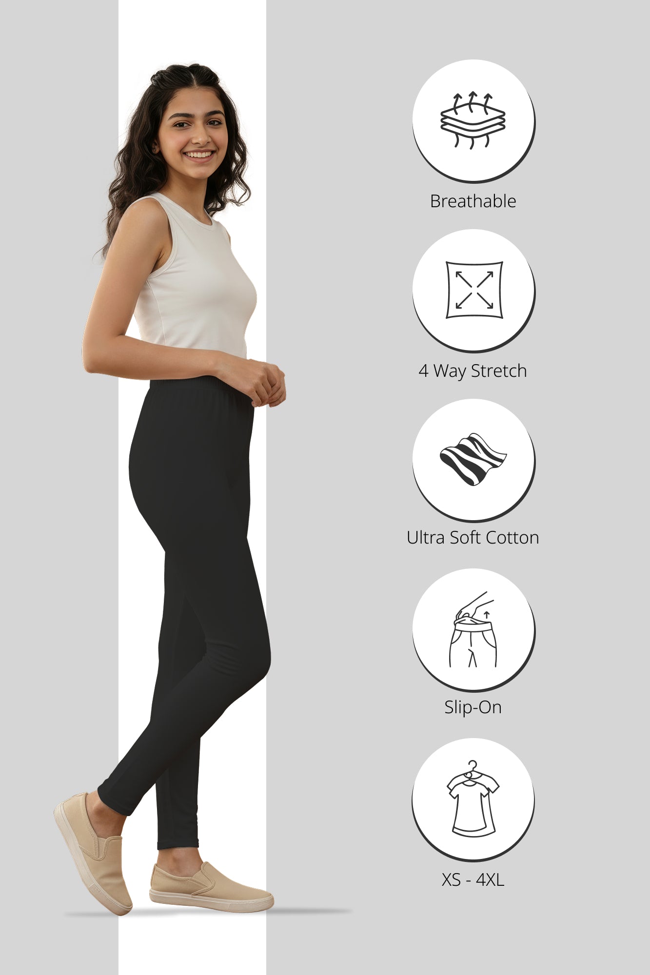 Dark Grey Ankle Length Leggings