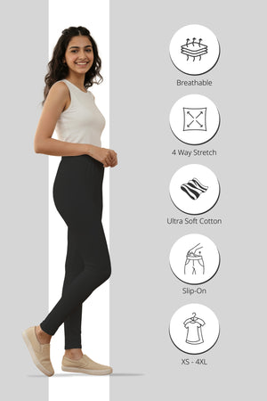 Dark Grey Ankle Length Leggings