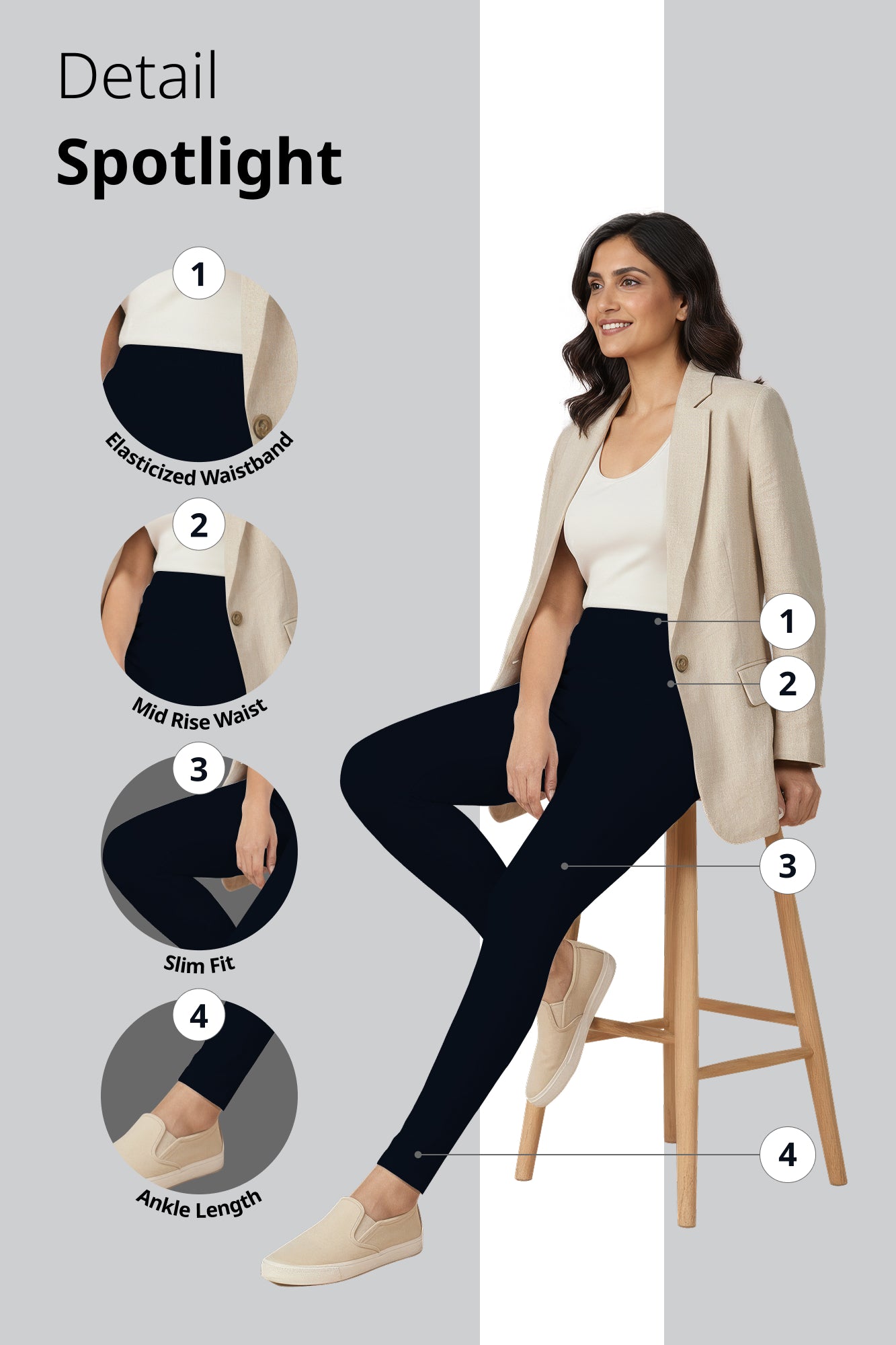 Dark Navy Ankle Length Leggings