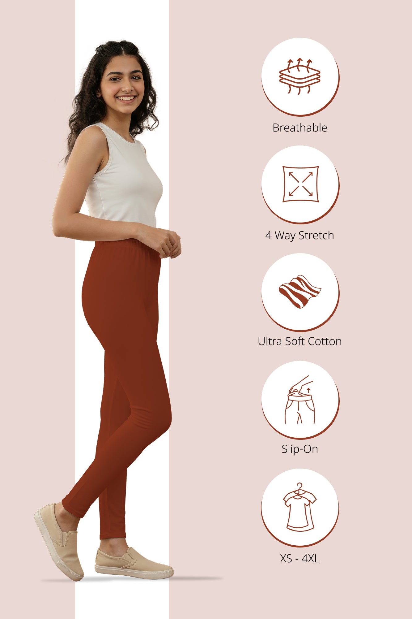 Dark Rust Ankle Length Leggings