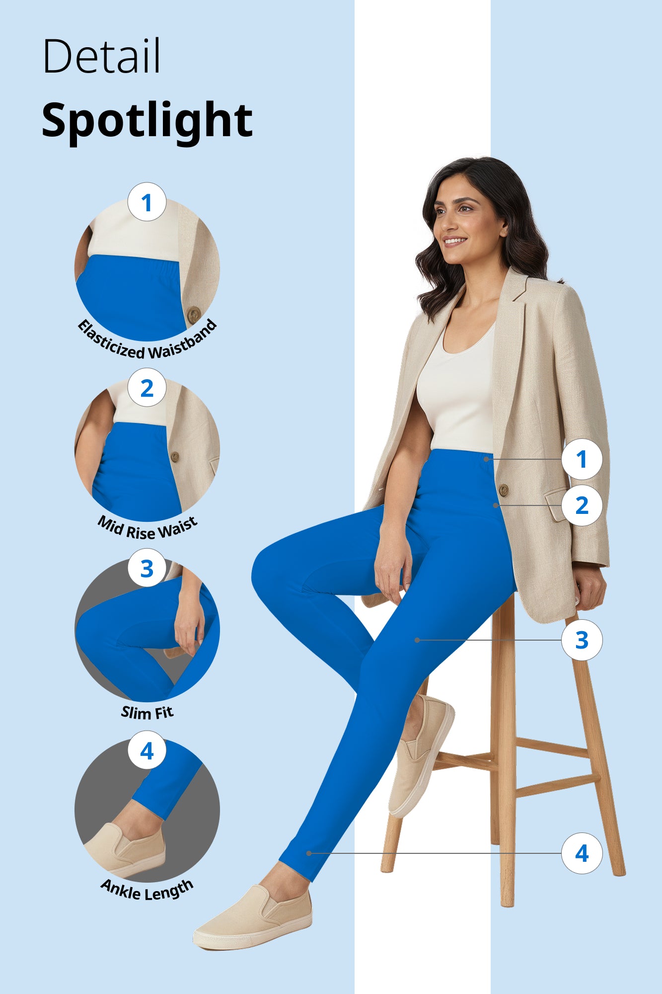 Dark Sky Blue Ankle Length Leggings