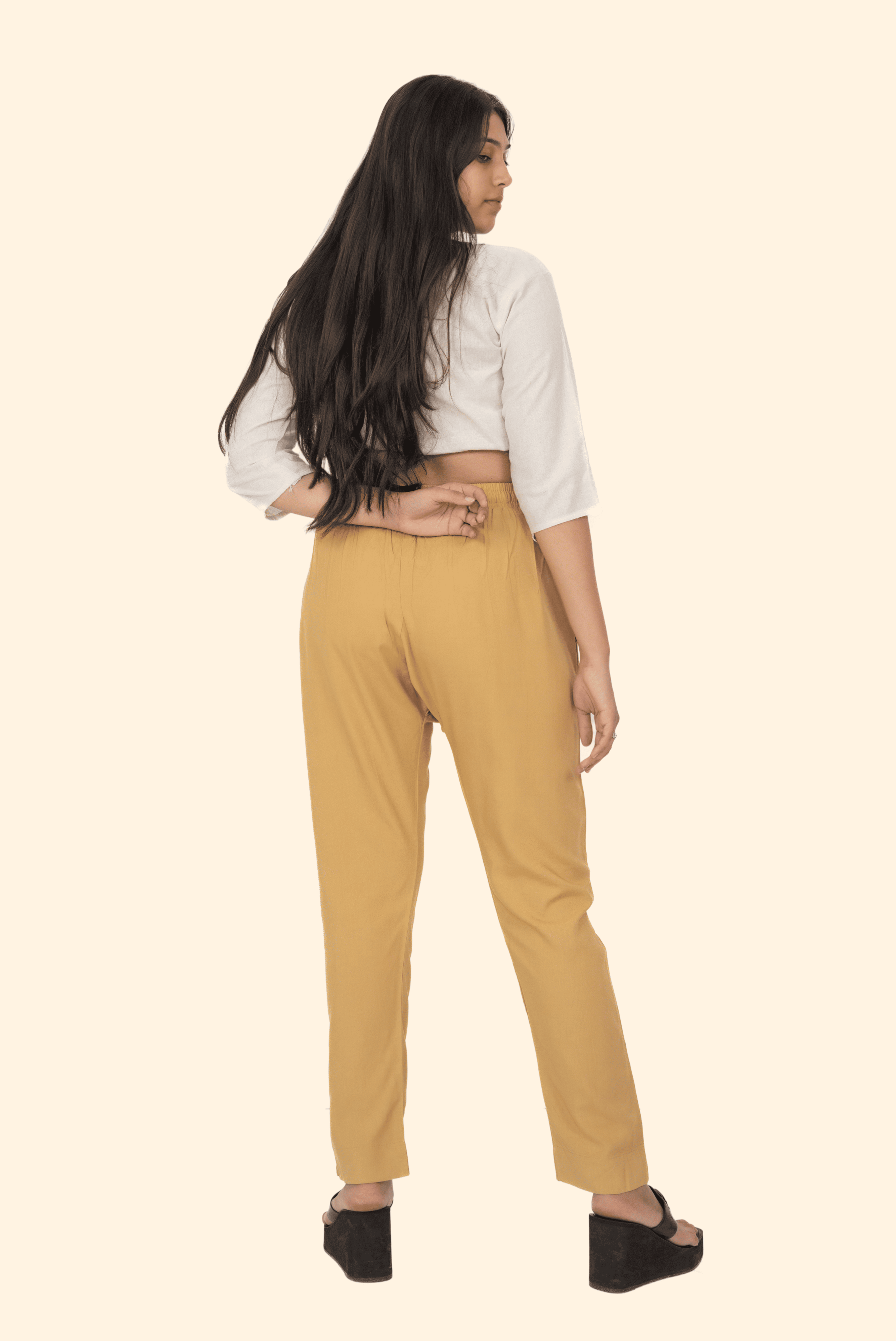Beige Premium Rayon Narrow Fit Palazzo