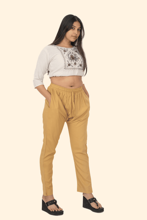 Beige Premium Rayon Narrow Fit Palazzo