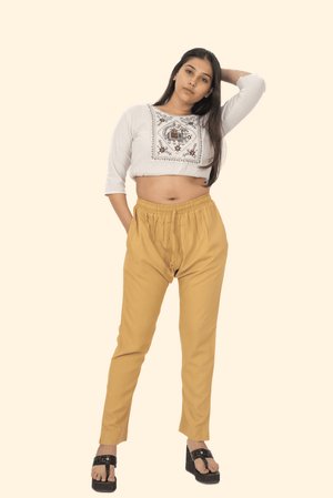 Beige Premium Rayon Narrow Fit Palazzo