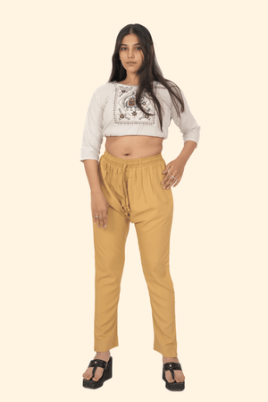 Beige Premium Rayon Narrow Fit Palazzo