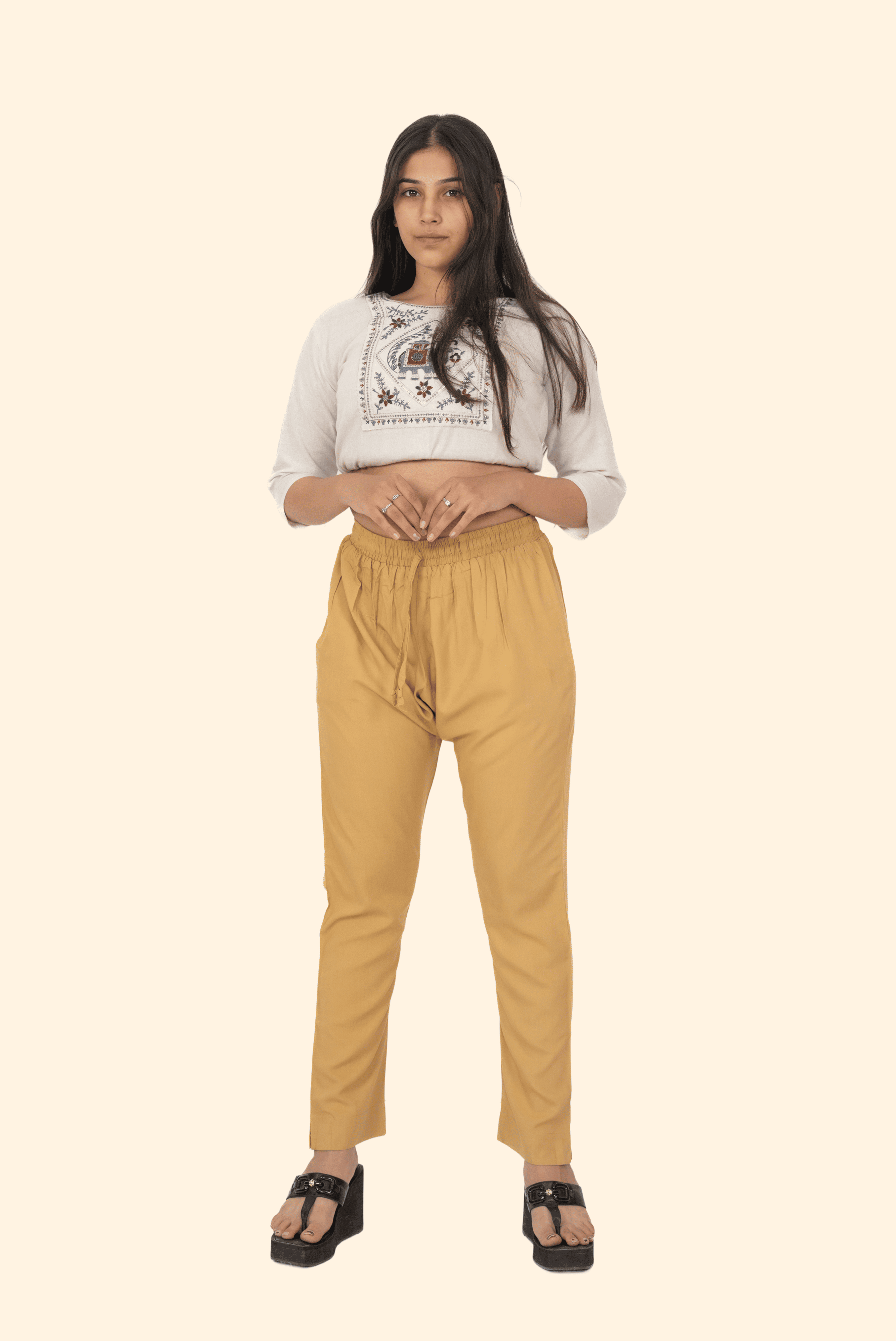 Beige Premium Rayon Narrow Fit Palazzo
