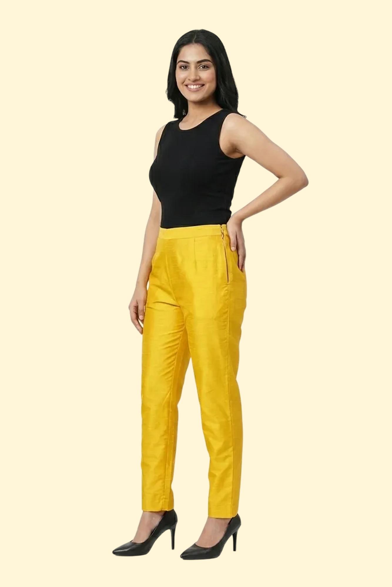 Dark Gold Tussar Silk Pant