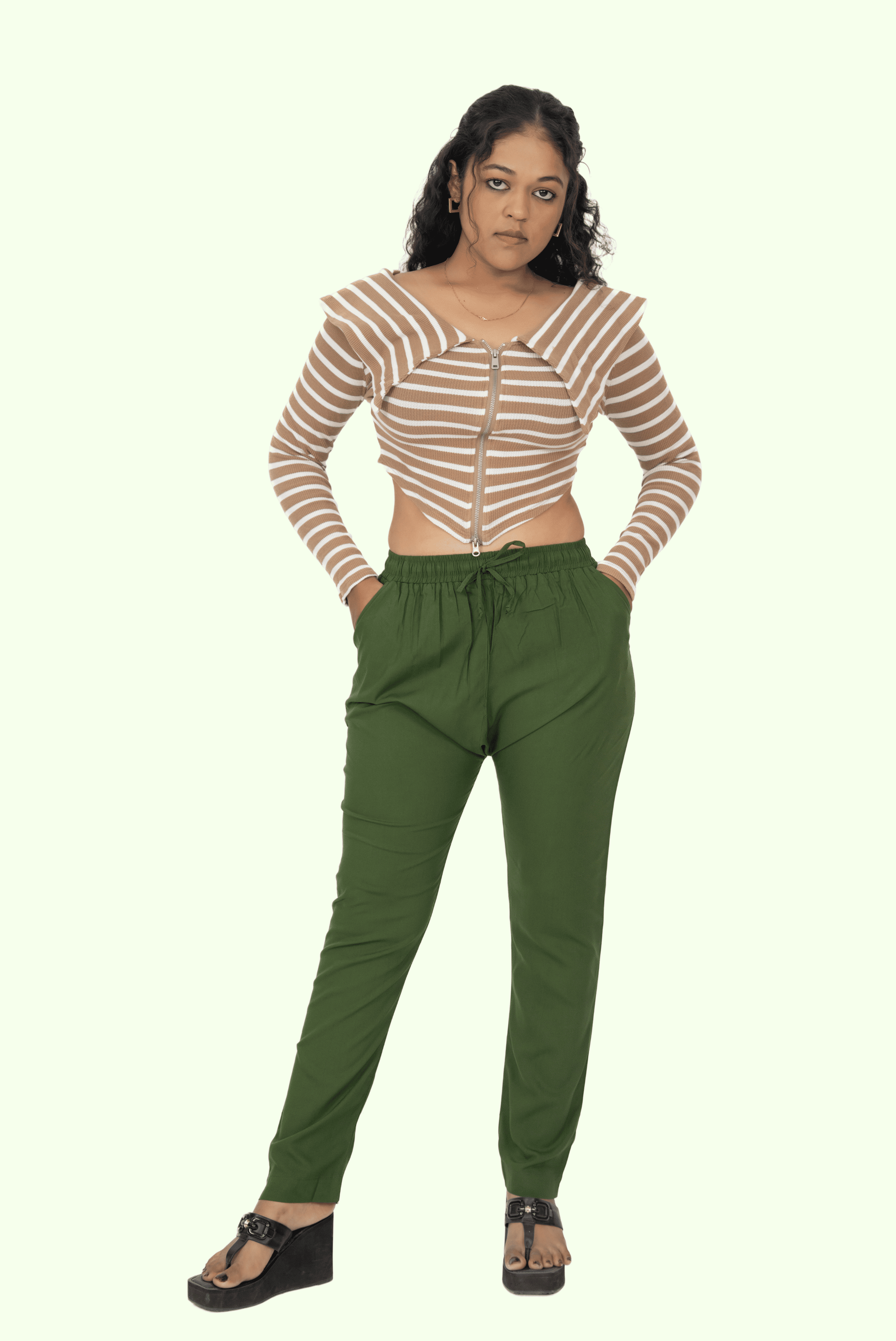 Light Mehandi Premium Rayon Narrow Fit Palazzo