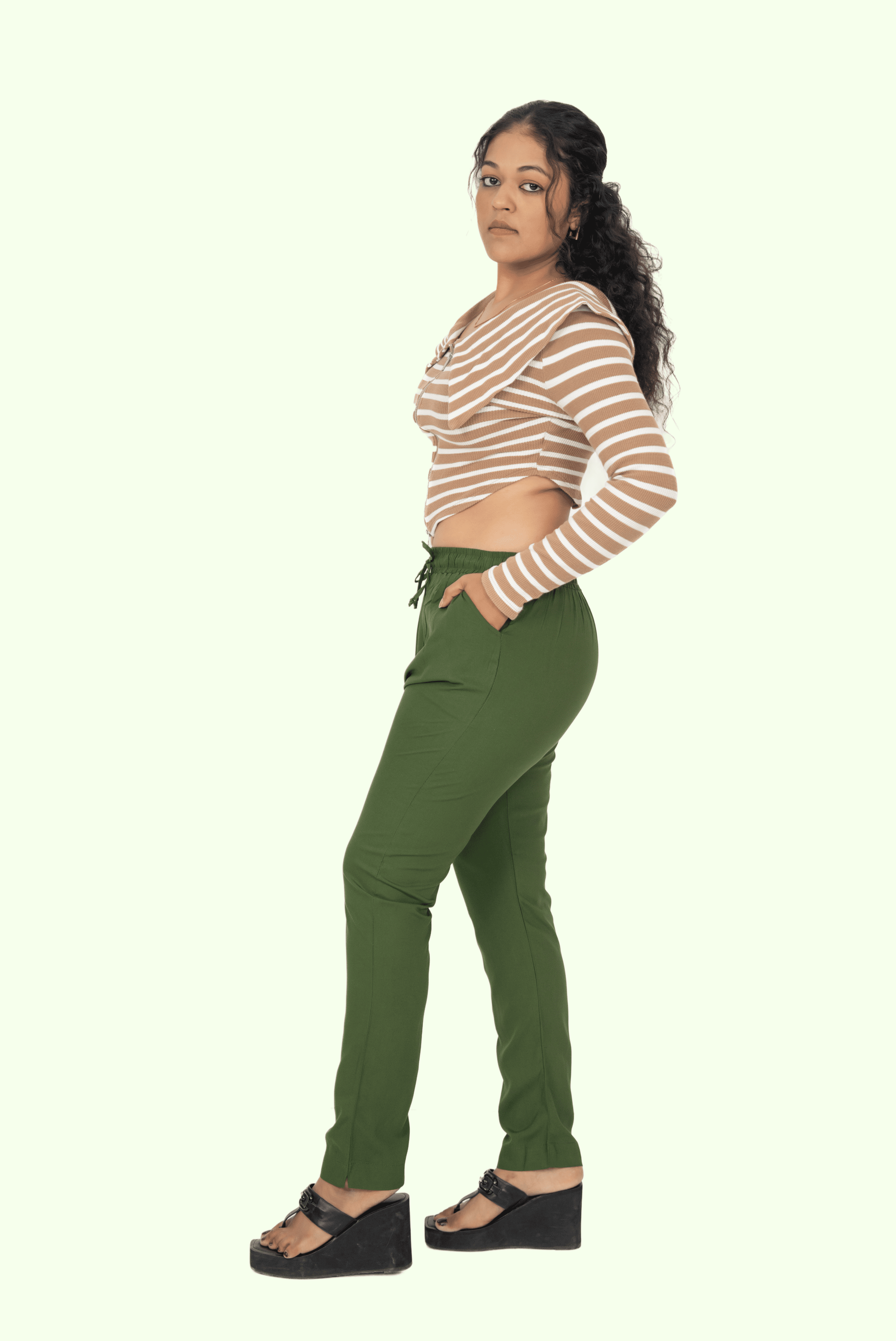 Light Mehandi Premium Rayon Narrow Fit Palazzo