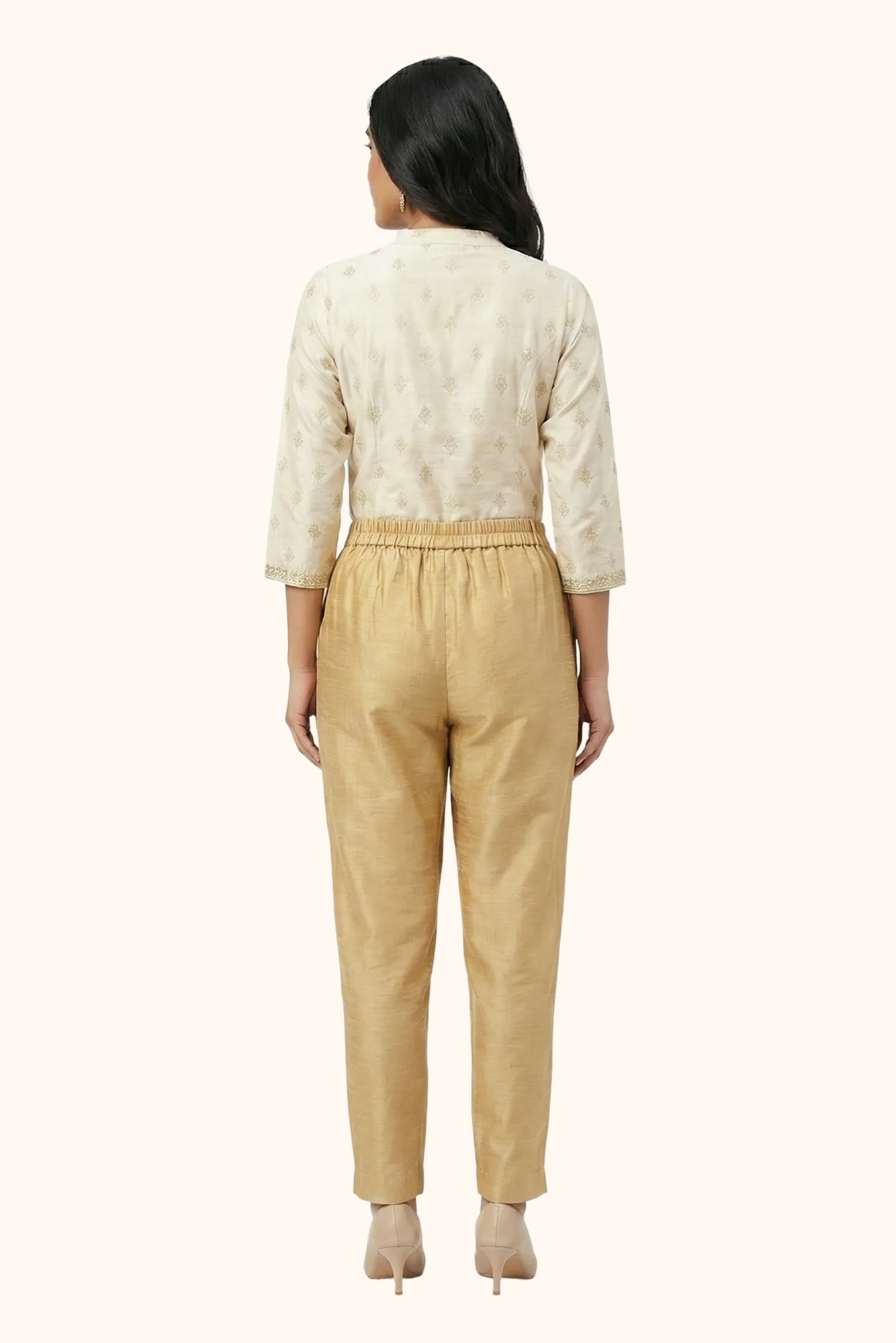 Light Gold Tussar Silk Pant