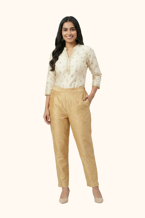 Light Gold Tussar Silk Pant