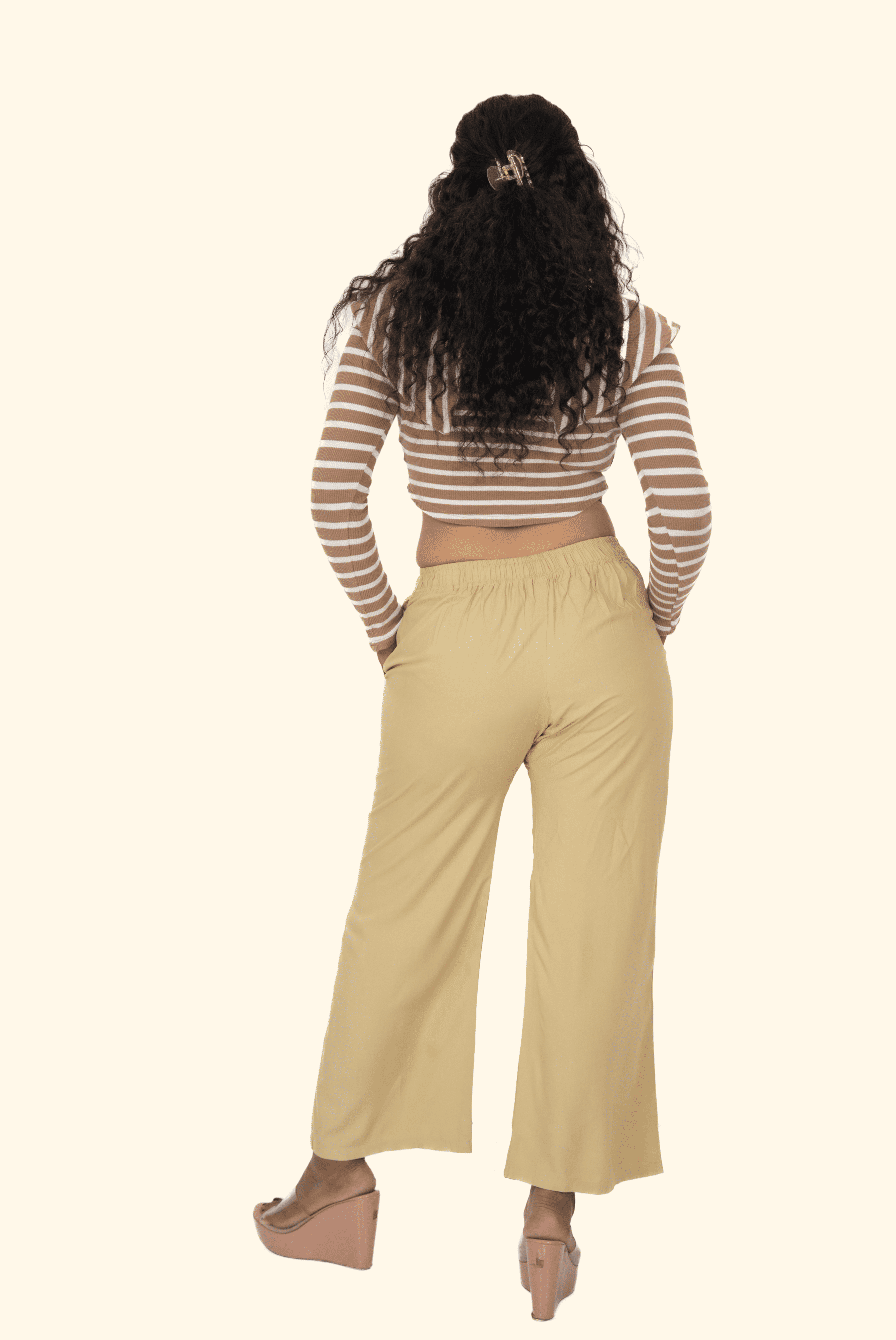 Light Beige Pocket Premium Rayon Palazzo