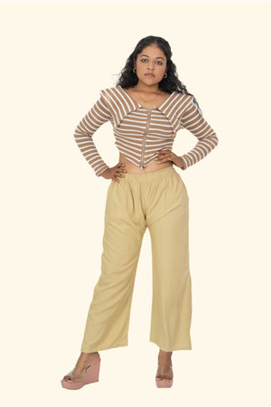 Light Beige Pocket Premium Rayon Palazzo