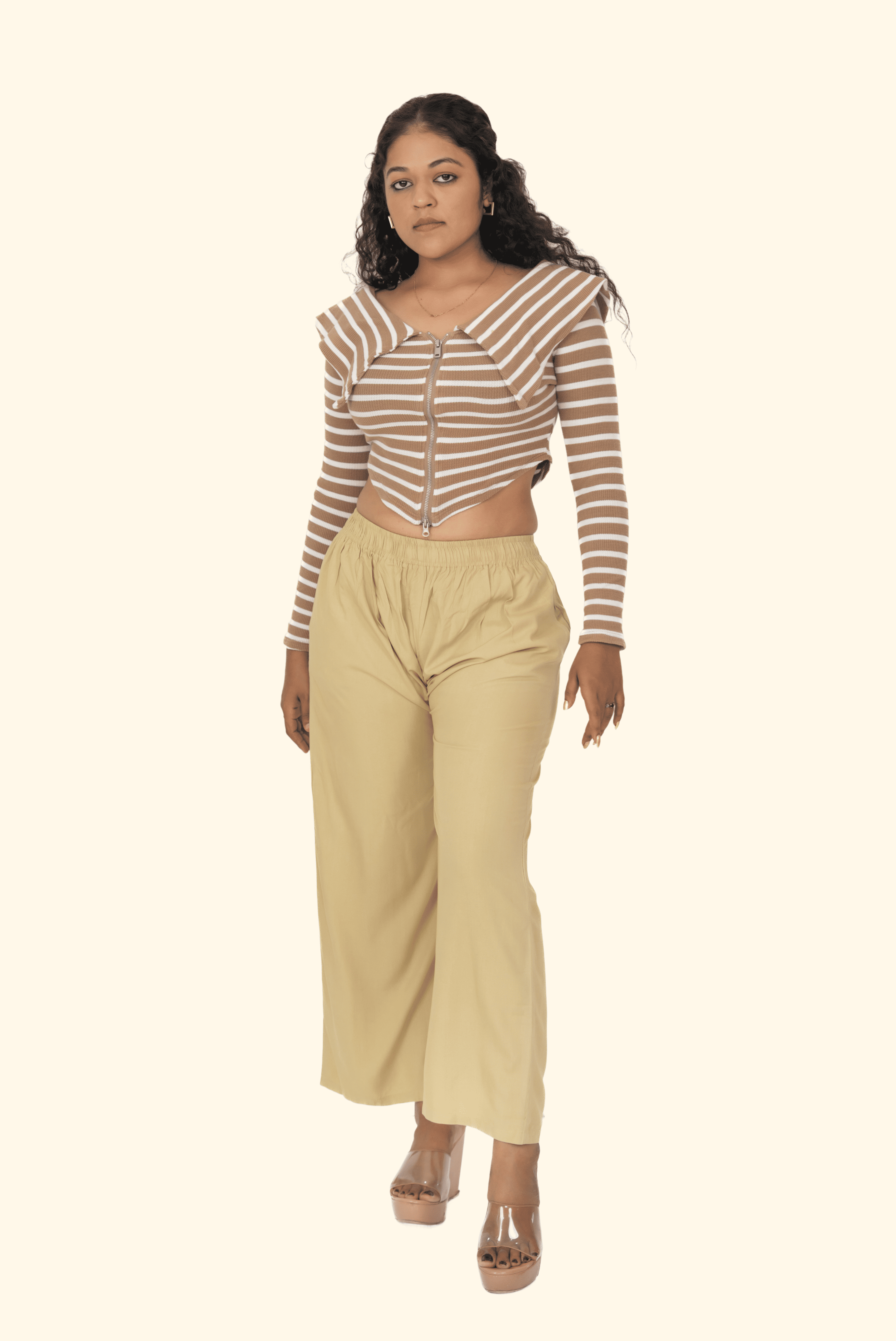 Light Beige Pocket Premium Rayon Palazzo