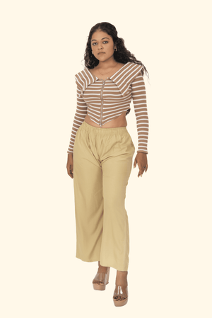 Light Beige Pocket Premium Rayon Palazzo