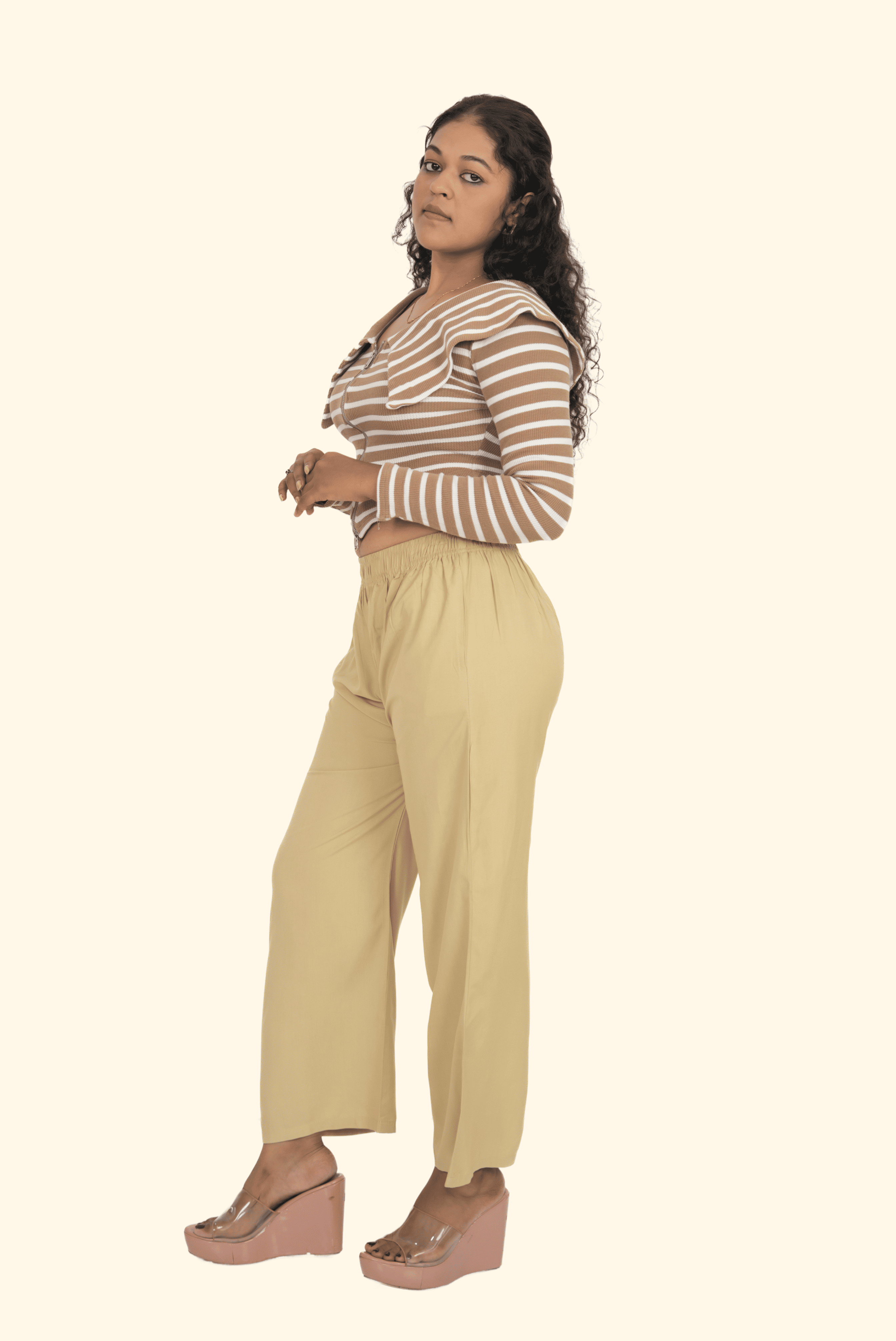 Light Beige Pocket Premium Rayon Palazzo