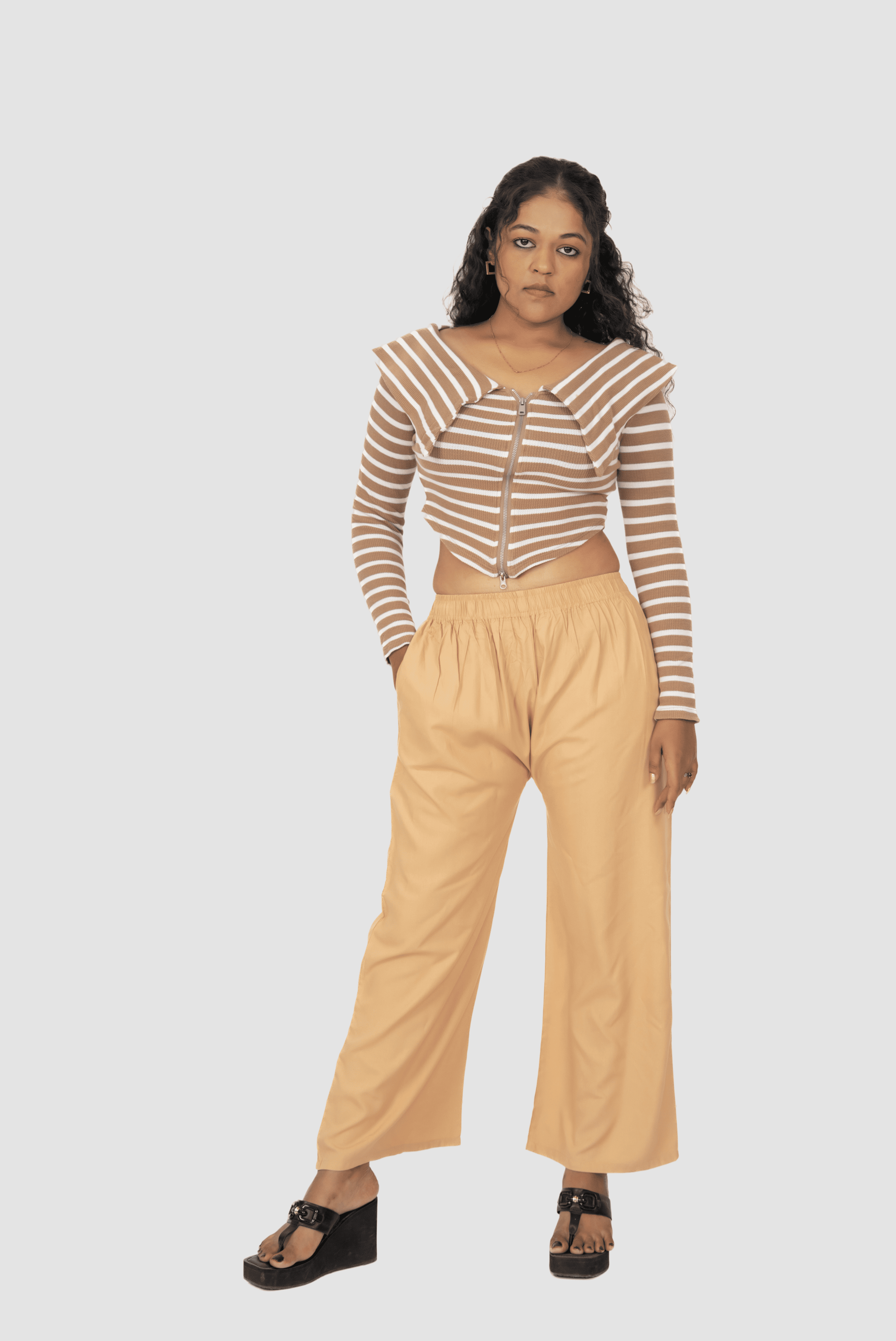 Beige Pocket Premium Rayon Palazzo