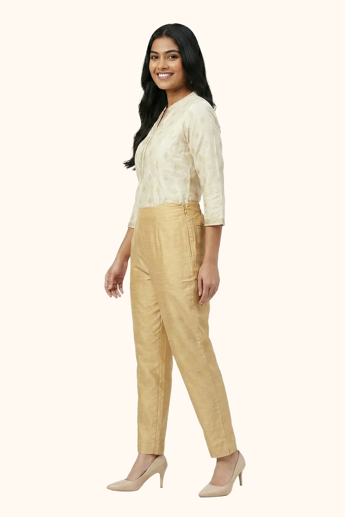 Light Gold Tussar Silk Pant