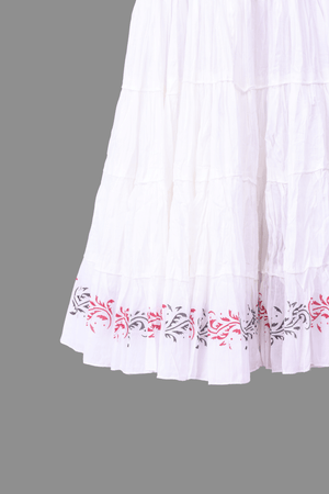 White Golden Block Print 20Mtr Skirt