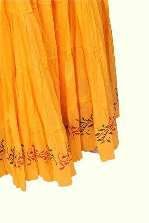 Yellow Block Print 20Mtr Skirt