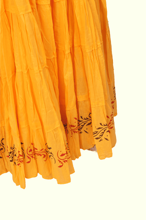Yellow Golden Block Print 20Mtr Skirt