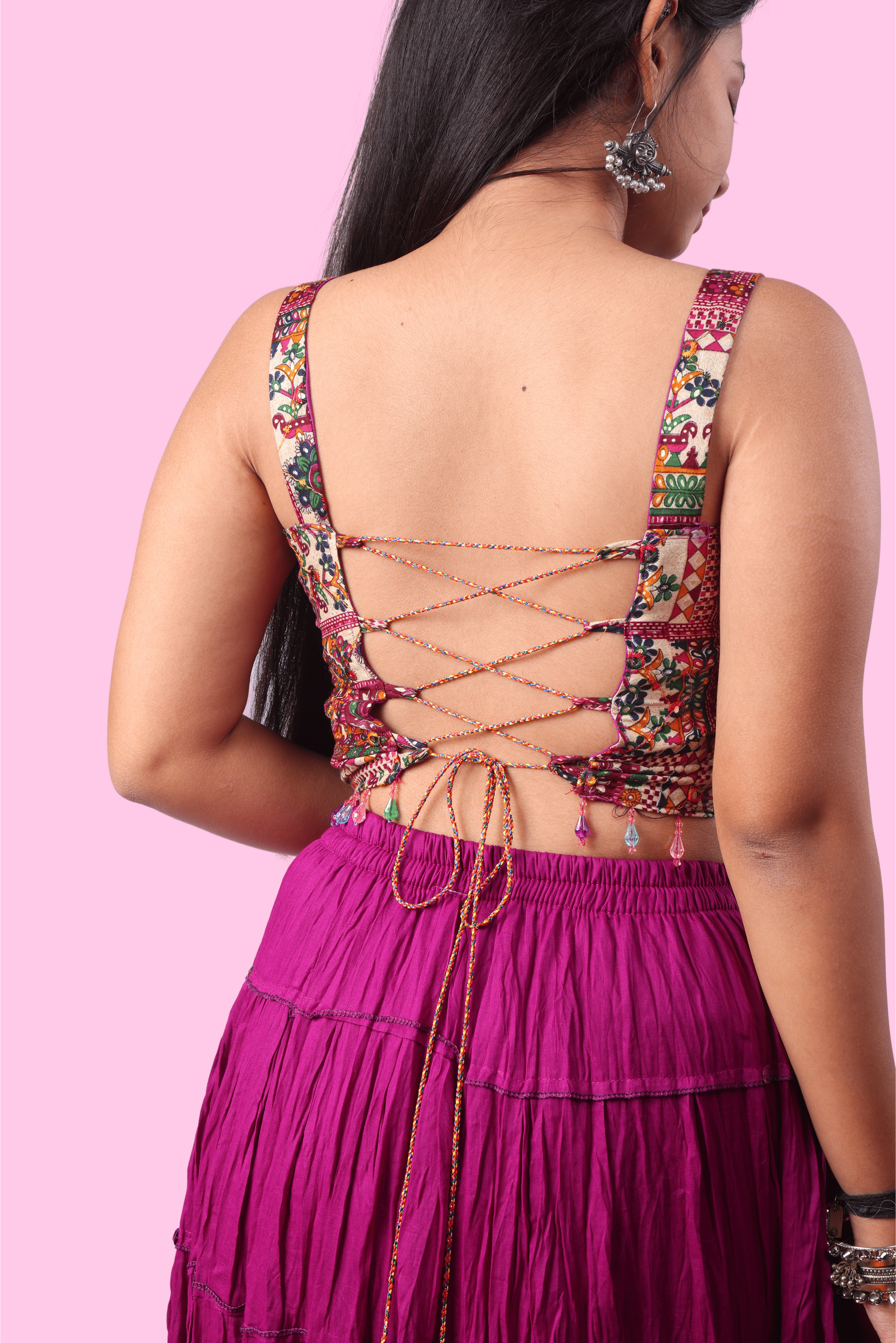 Purple Cotton Solid Silver Sequin 10mtr-1033 Skirt