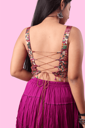 Purple Cotton Solid Silver Sequin 10mtr-1033 Skirt