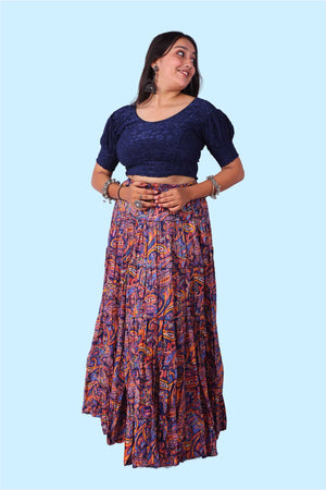 Multi Cotton Kalamkari Print - 6777 Skirt