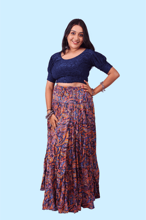 Multi Cotton Kalamkari Print - 6777 Skirt