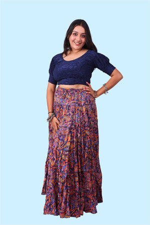 Multi Cotton Kalamkari Print - 6777 Skirt