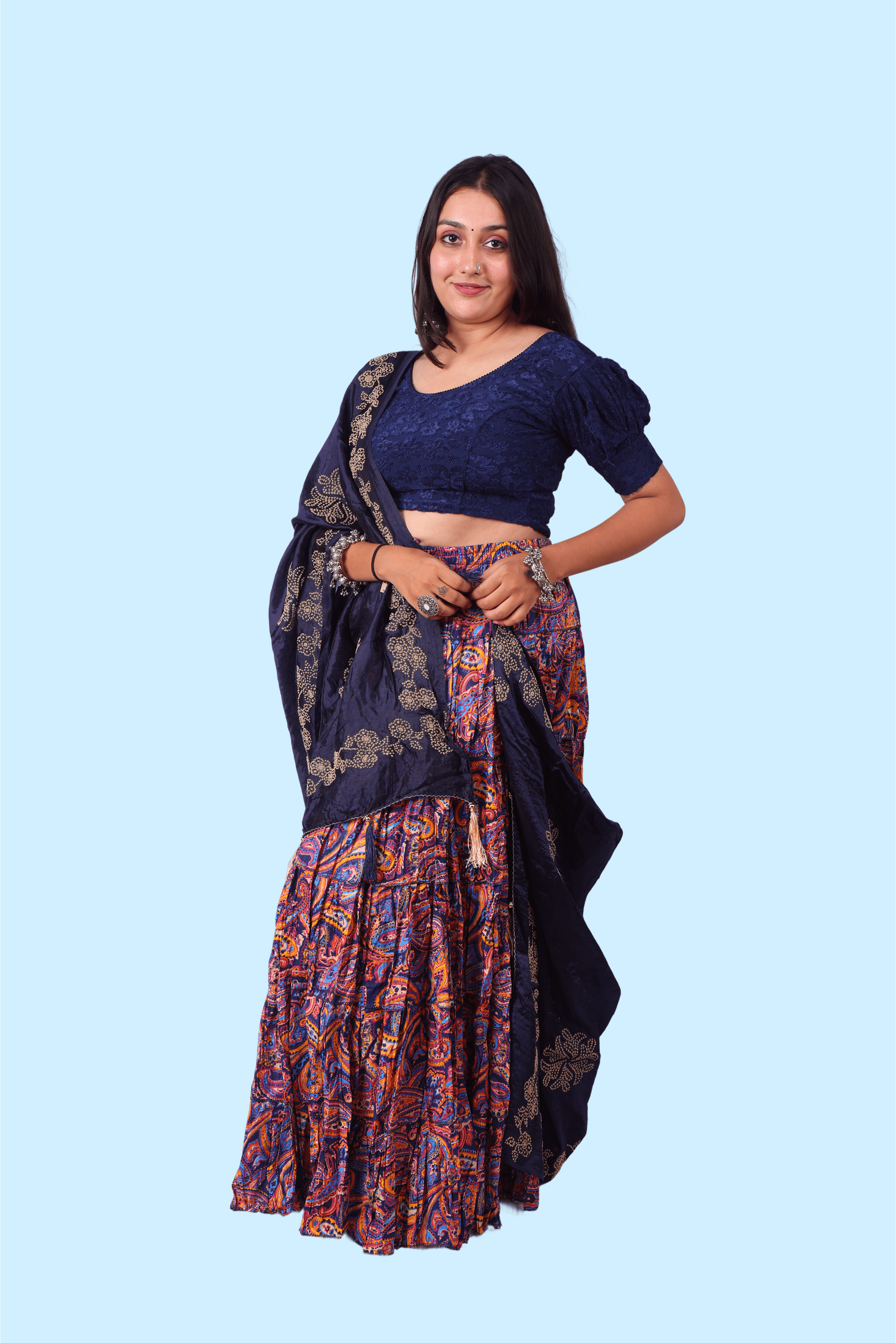 Multi Cotton Kalamkari Print - 6777 Skirt