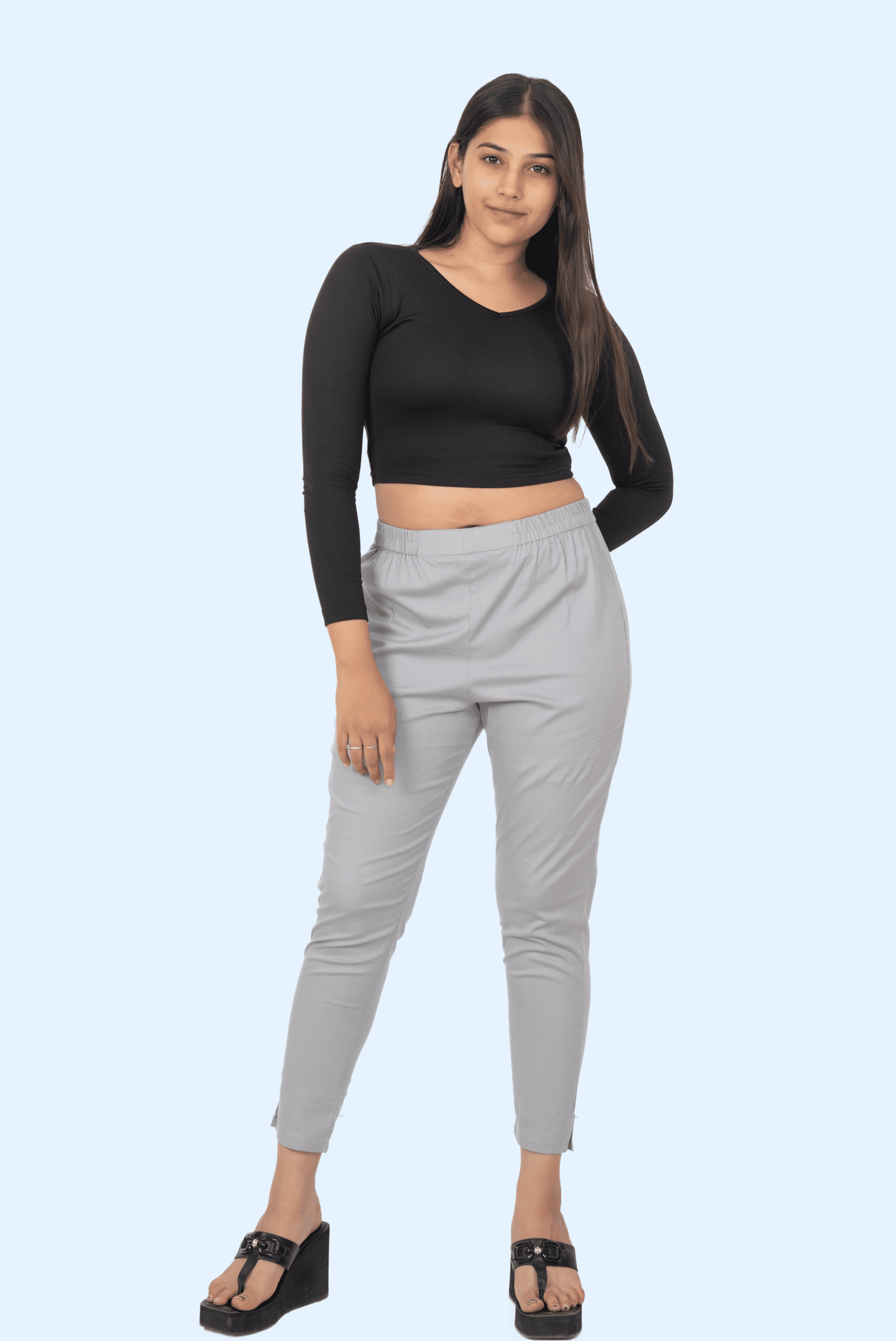 Light Grey Lycra Stretch Pants