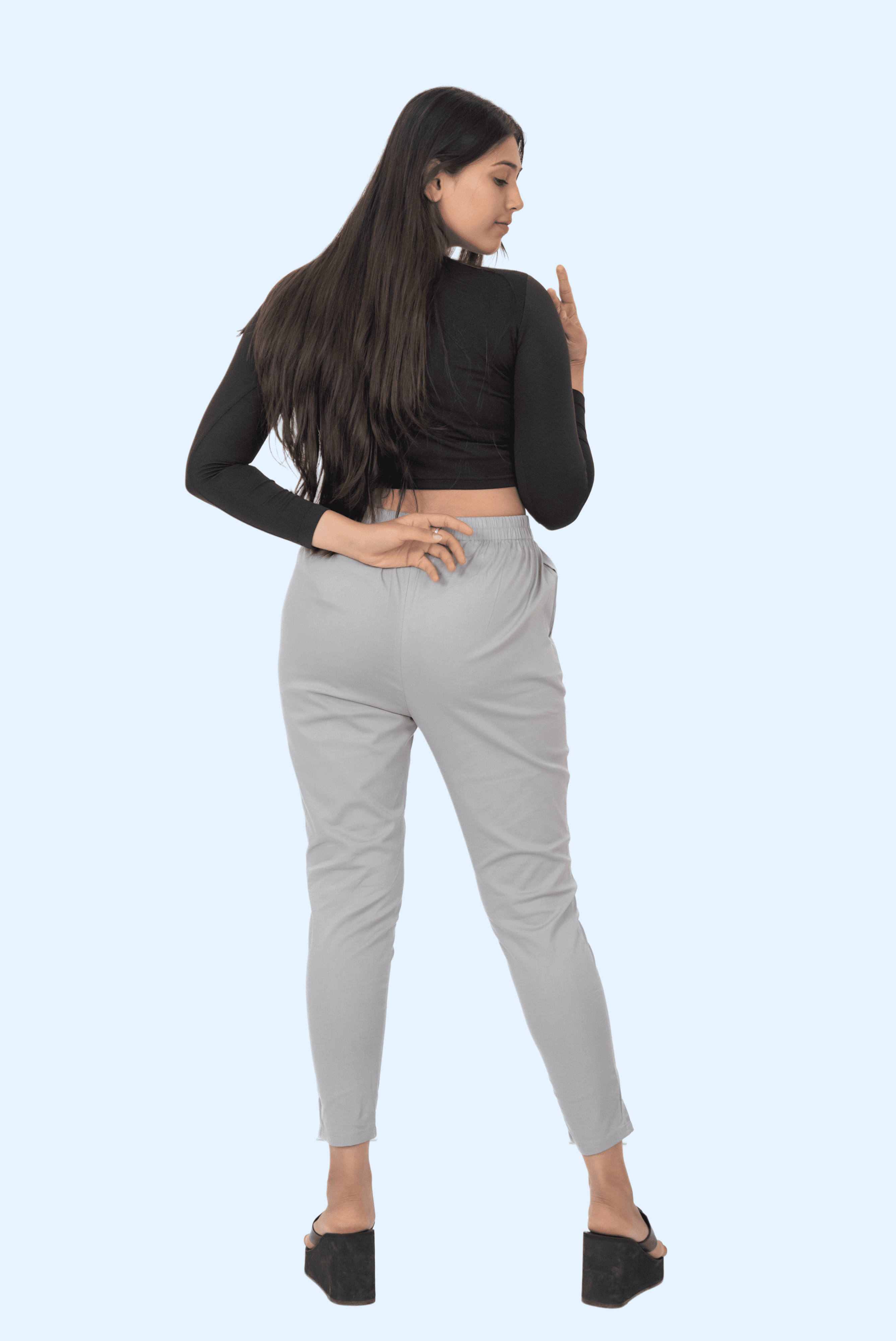 Light Grey Lycra Stretch Pants