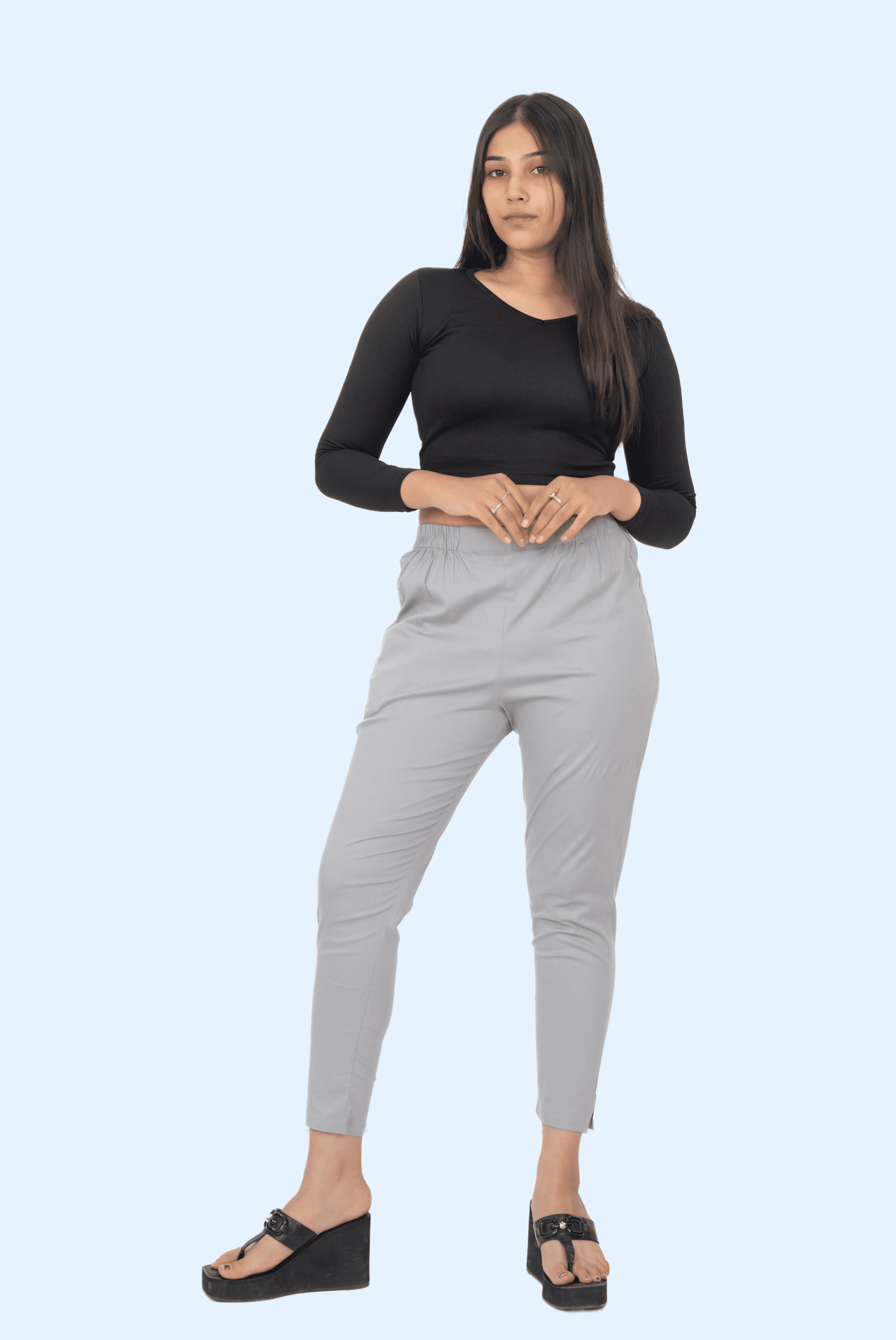 Light Grey Lycra Stretch Pants