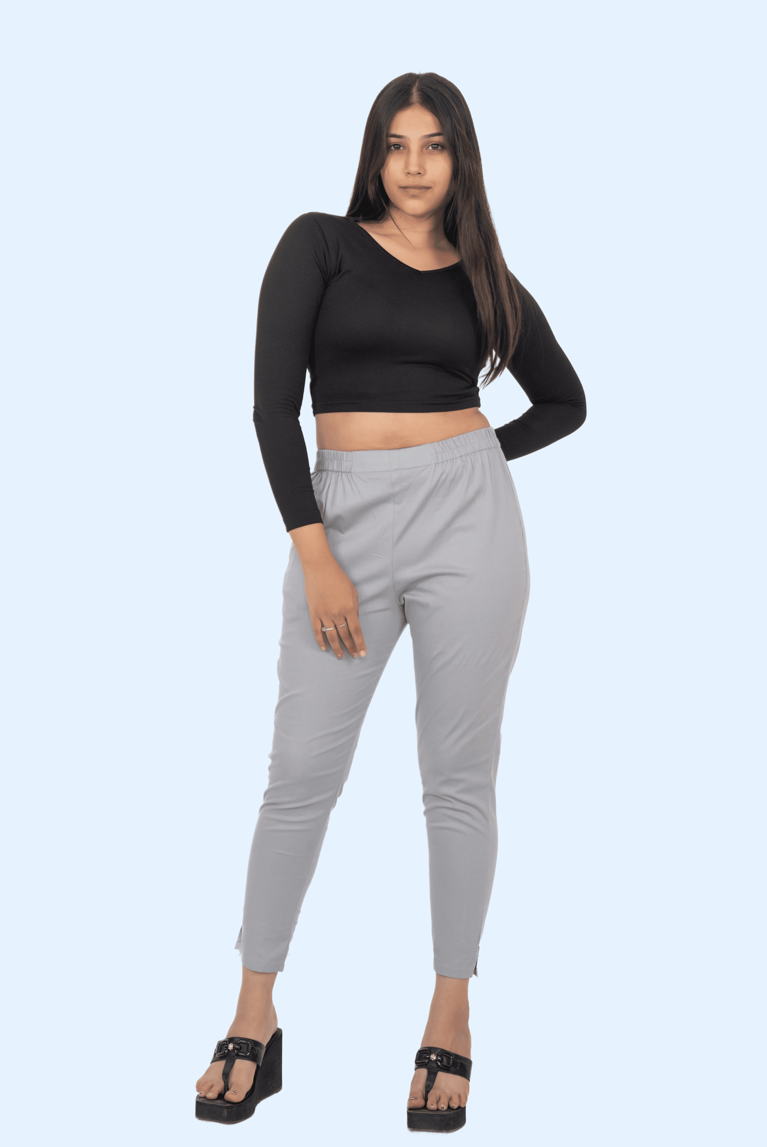 Light Grey Lycra Stretch Pants