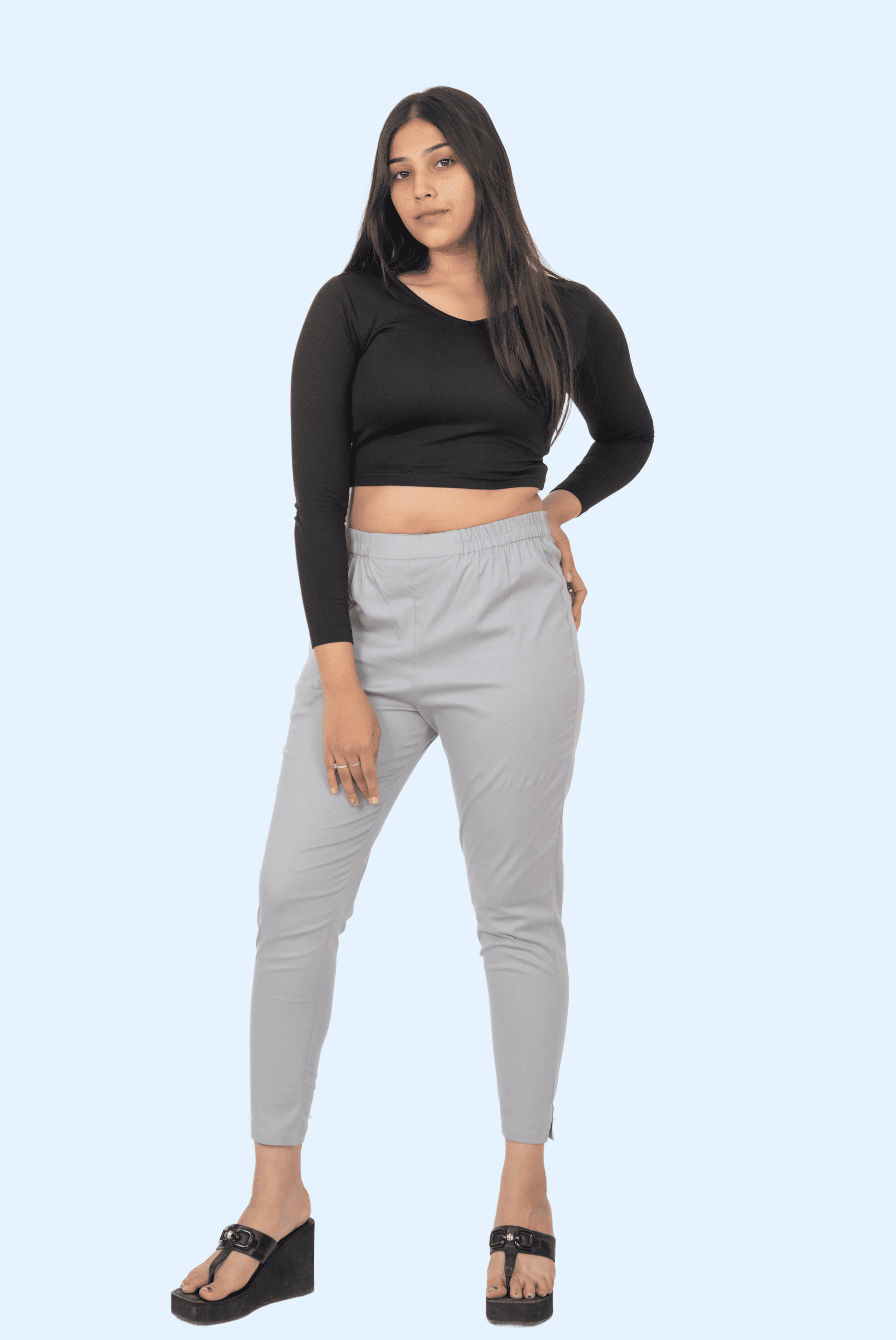 Light Grey Lycra Stretch Pants