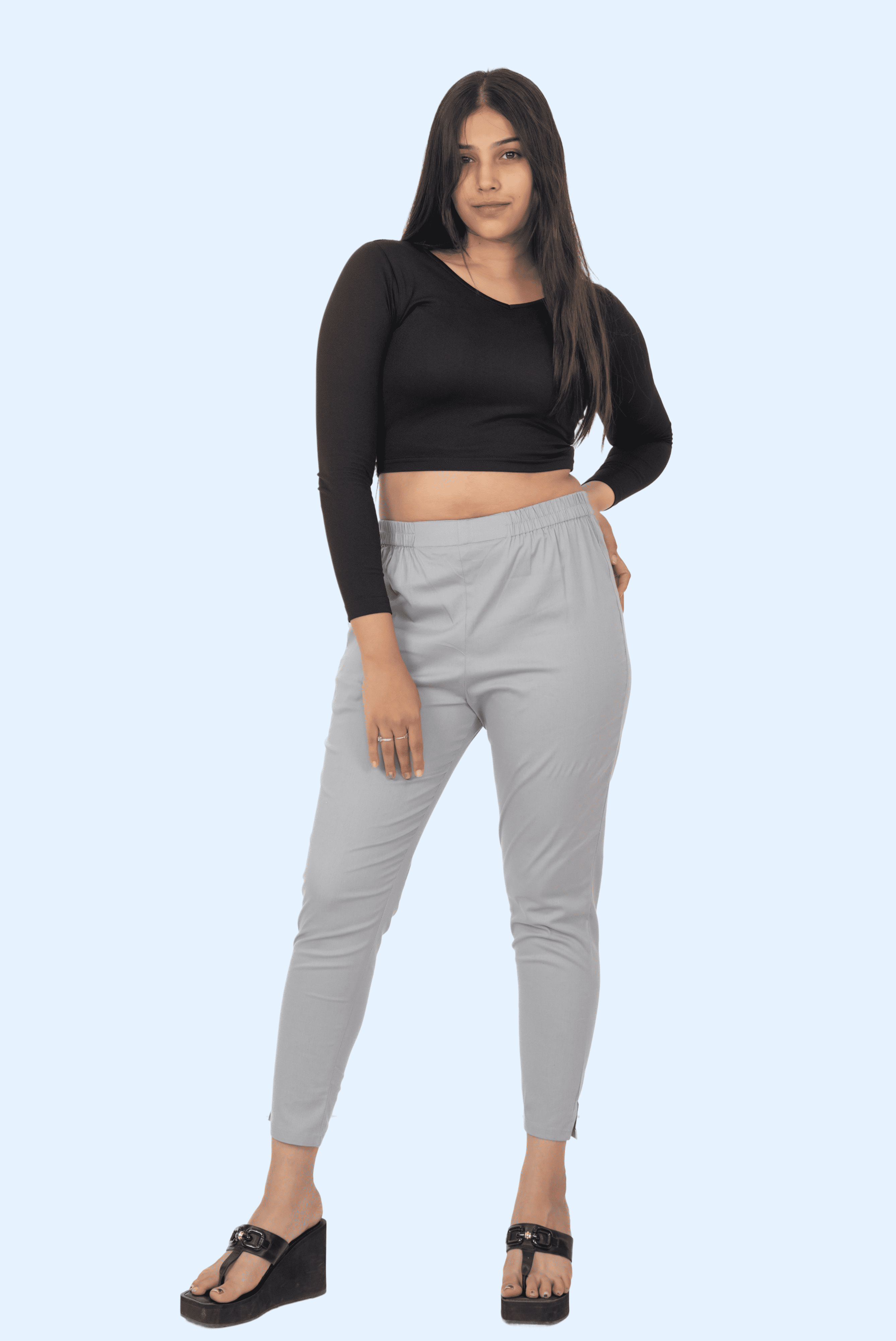 Light Grey Lycra Stretch Pants