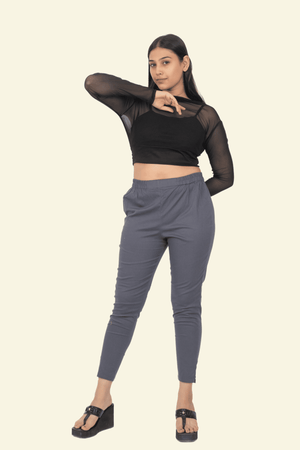 Dark Grey Lycra Stretch Pants
