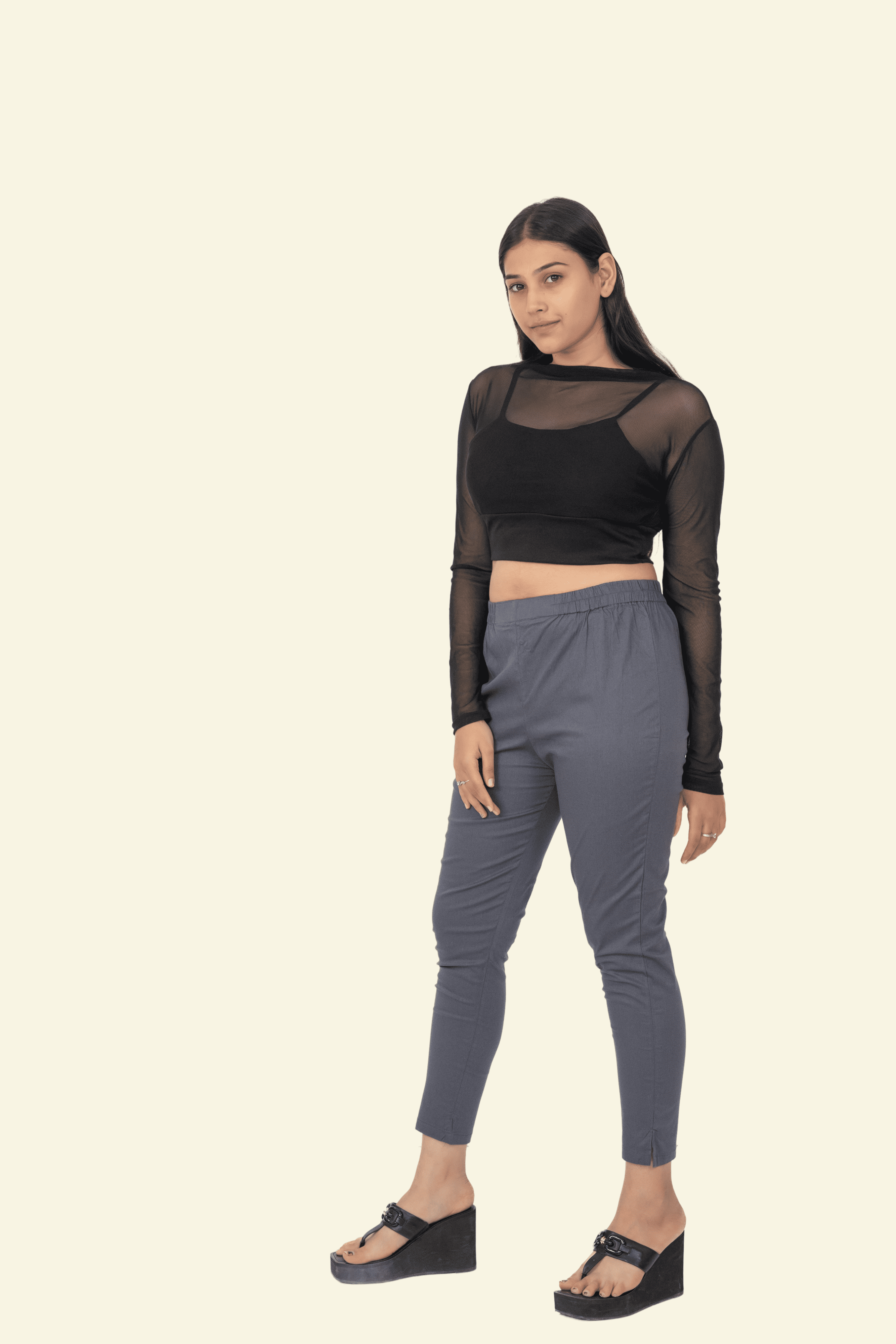 Dark Grey Lycra Stretch Pants